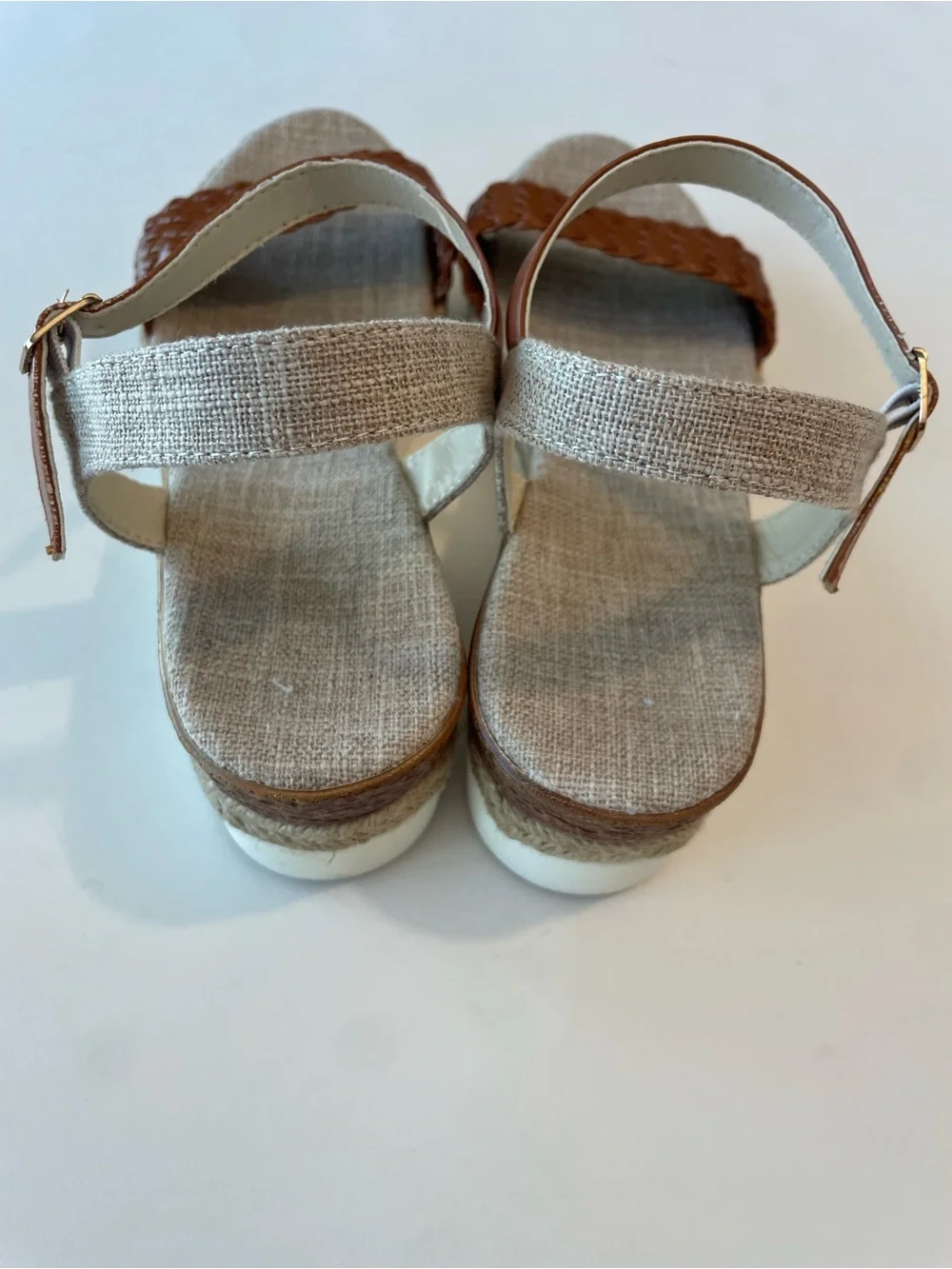 Women’s Brown Woven Strap Wedge Sandals - Picture 3 of 6